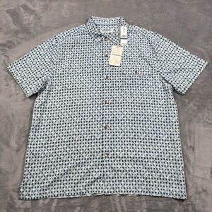 Tommy Bahama 100% Silk Camp Shirt XL Tall Blue Atomic Geo Print $125 MSRP NWT